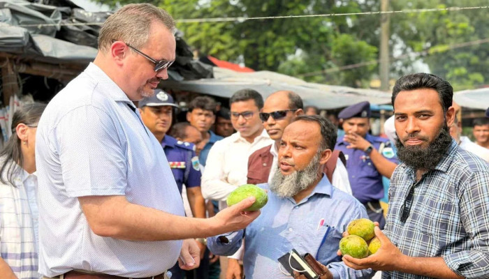 রাজশাহীতে আমের বাজার ঘুরে দেখলেন মার্কিন রাষ্ট্রদূত