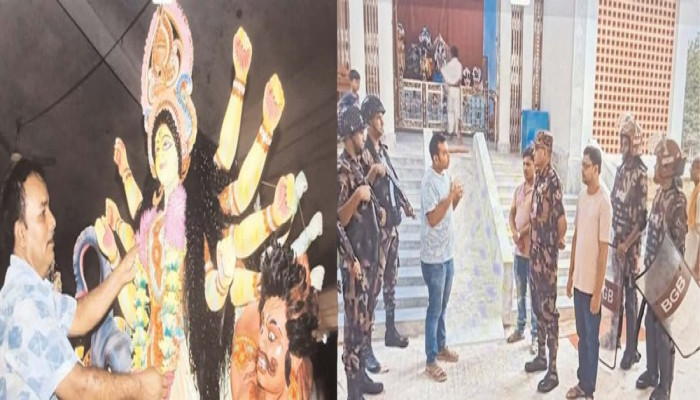 যশোরে সাতশ’৪৬ মণ্ডপে ষষ্ঠী তিথির সূচনা দুর্গাপূজায়, নিরাপত্তায় বিজিবি