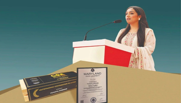 বিশেষ শিশুদের কল্যাণে কাজের স্বীকৃতি, আন্তর্জাতিক পুরস্কার পেলেন ইয়াশা সোবহান